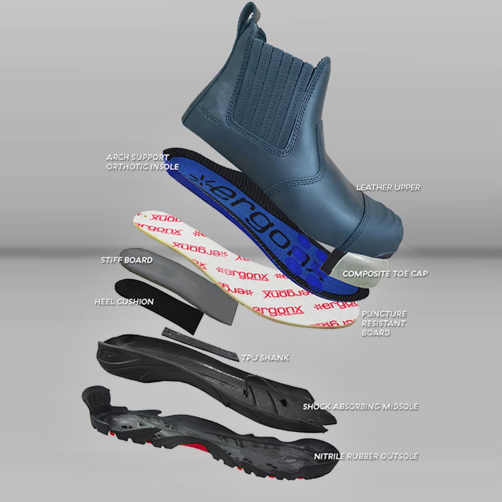Ergonx Black Safety Boots Slip On (Hydrogen)