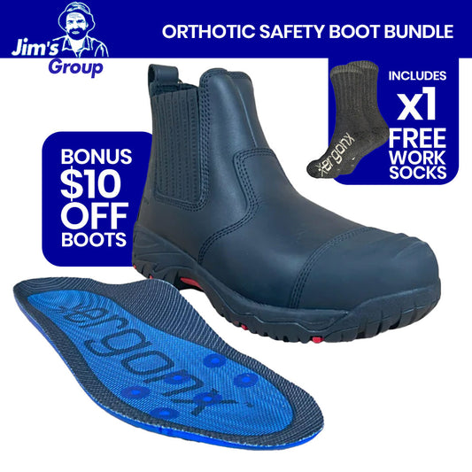 Jims Group - Ergonx Black Slip On Safety Boots + Socks Bundle