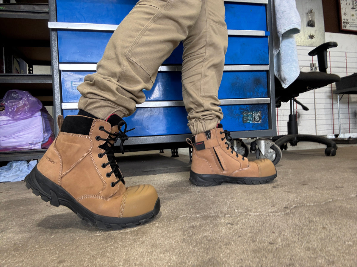 Ergonx Safety Boots Lace Up (Helium) Tan Toe — product detail