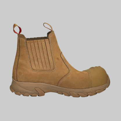Ergonx All Tan Slip On Safety Boots + 6 Socks + Beanie & Coffee Cup & Cooler Bundle