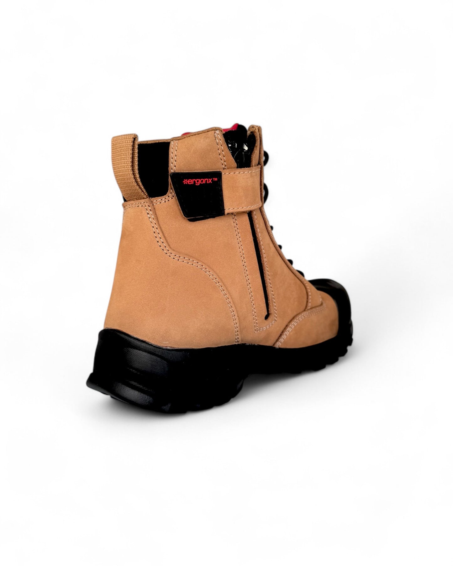 Ergonx Tan Lace Up Safety Boots + 6 Socks + 1L Bottle & Cap Bundle