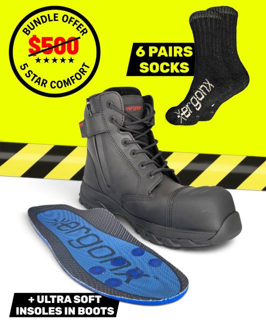 Work Week Bundle - Black Lace Up + 6 Pairs of Socks
