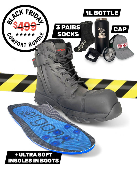 Comfort Bundle - Black Lace Up + 3 pairs socks + 1L Bottle & Cap