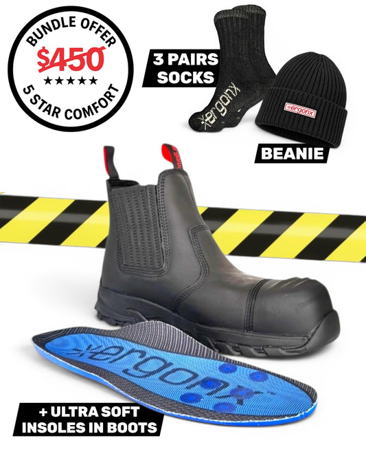 Comfort Bundle - Black Slip On + 3 pairs socks + Beanie
