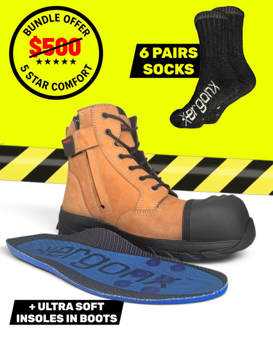 Work Week Bundle - Tan & Black Toe Cap Lace Up + 6 Pairs of Socks