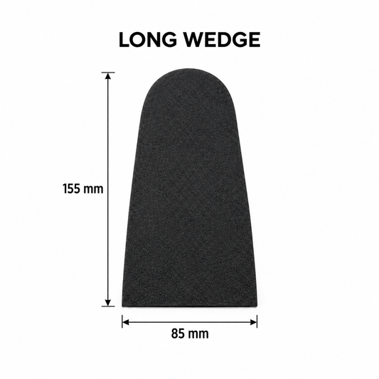 long wedge — top dimensions, symmetrical top view, 155 × 85 mm