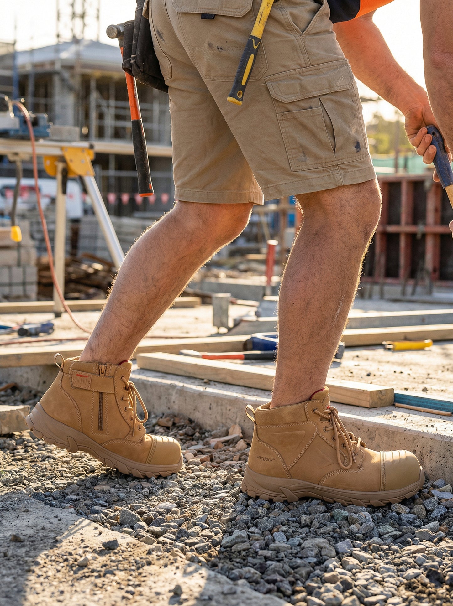 Ergonx All Tan Low Cut Safety Boots Lace Up (Helium)