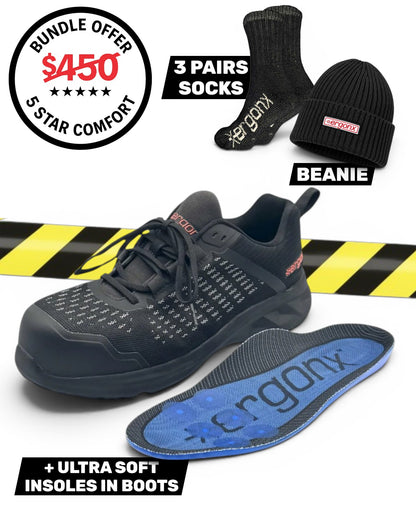 Comfort Bundle - Safety Work Shoe + 3 Pairs Socks + Beanie