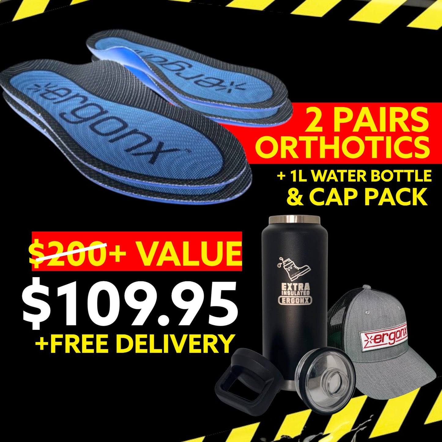 2 x Ultra Soft Insoles + 1L Bottle & Cap Bundle