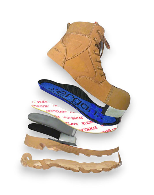 Ergonx All Tan Safety Boots Lace Up (Helium)
