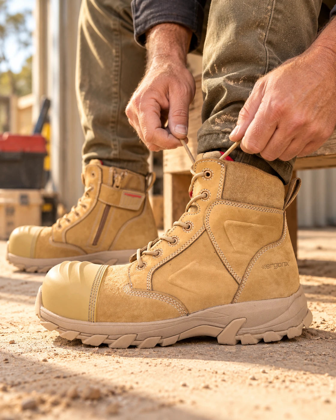 Laces do the fitting — distinct Ergonx commercial work or product scenario