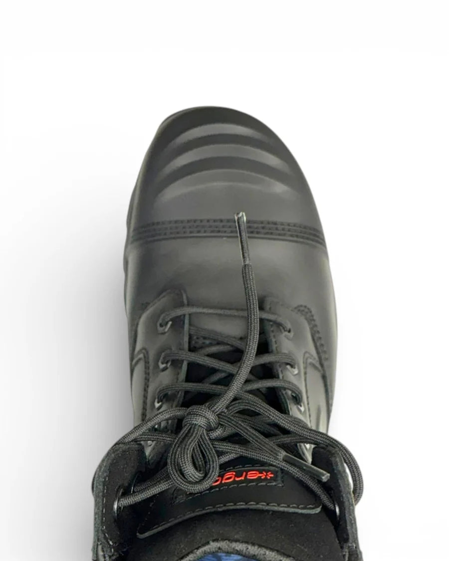 Original Helium Black boot showing the toe box and laces